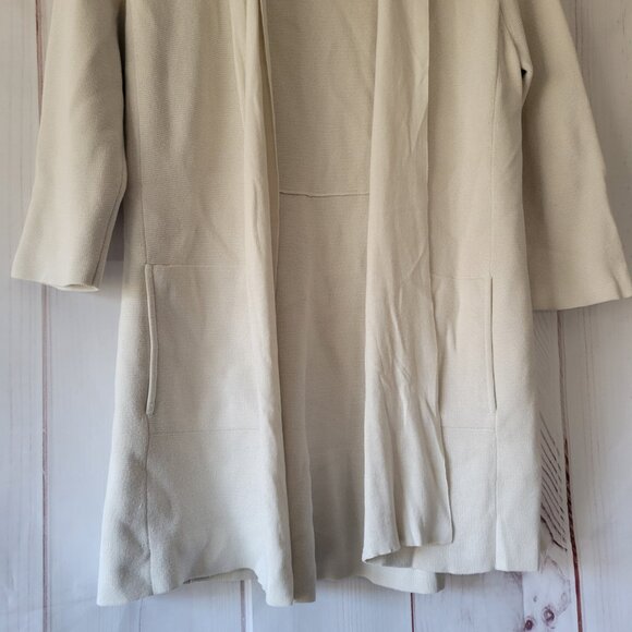 Eileen Fischer Open Front Cardigan, Women’s PS, Cream, Waffle Knit, Silk/Organic - Picture 2 of 8